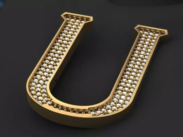 Letter U Pendant 3D print model_0
