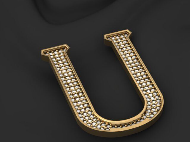 Letter U Pendant 3D print model_3