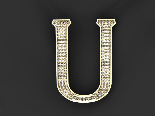 Letter U Pendant 3D print model_1