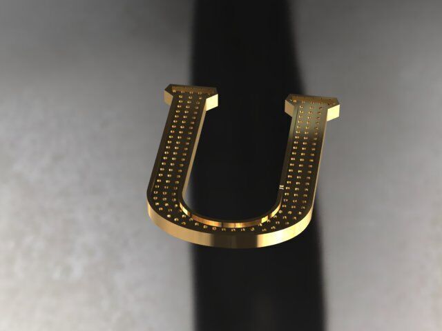 Letter U Pendant 3D print model_2