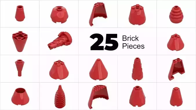 TwindBricks3D - 25 Bricks Cone collection 3D print model