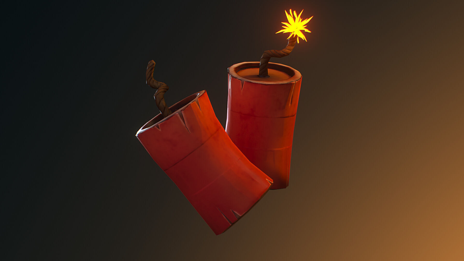 Firecracker Low Poly Stylized Low-poly 3D model_2
