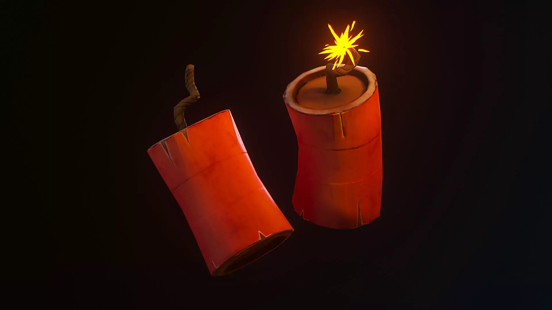 Firecracker Low Poly Stylized Low-poly 3D model_0