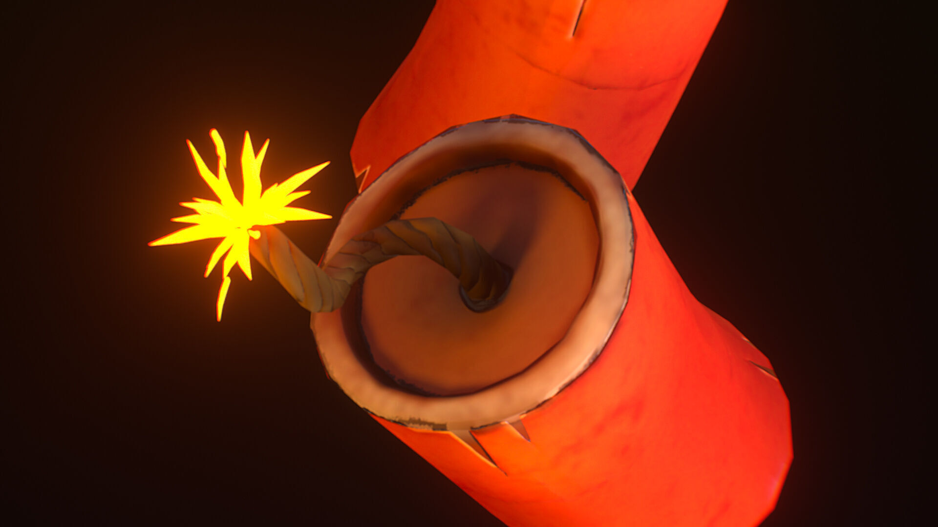 Firecracker Low Poly Stylized Low-poly 3D model_3