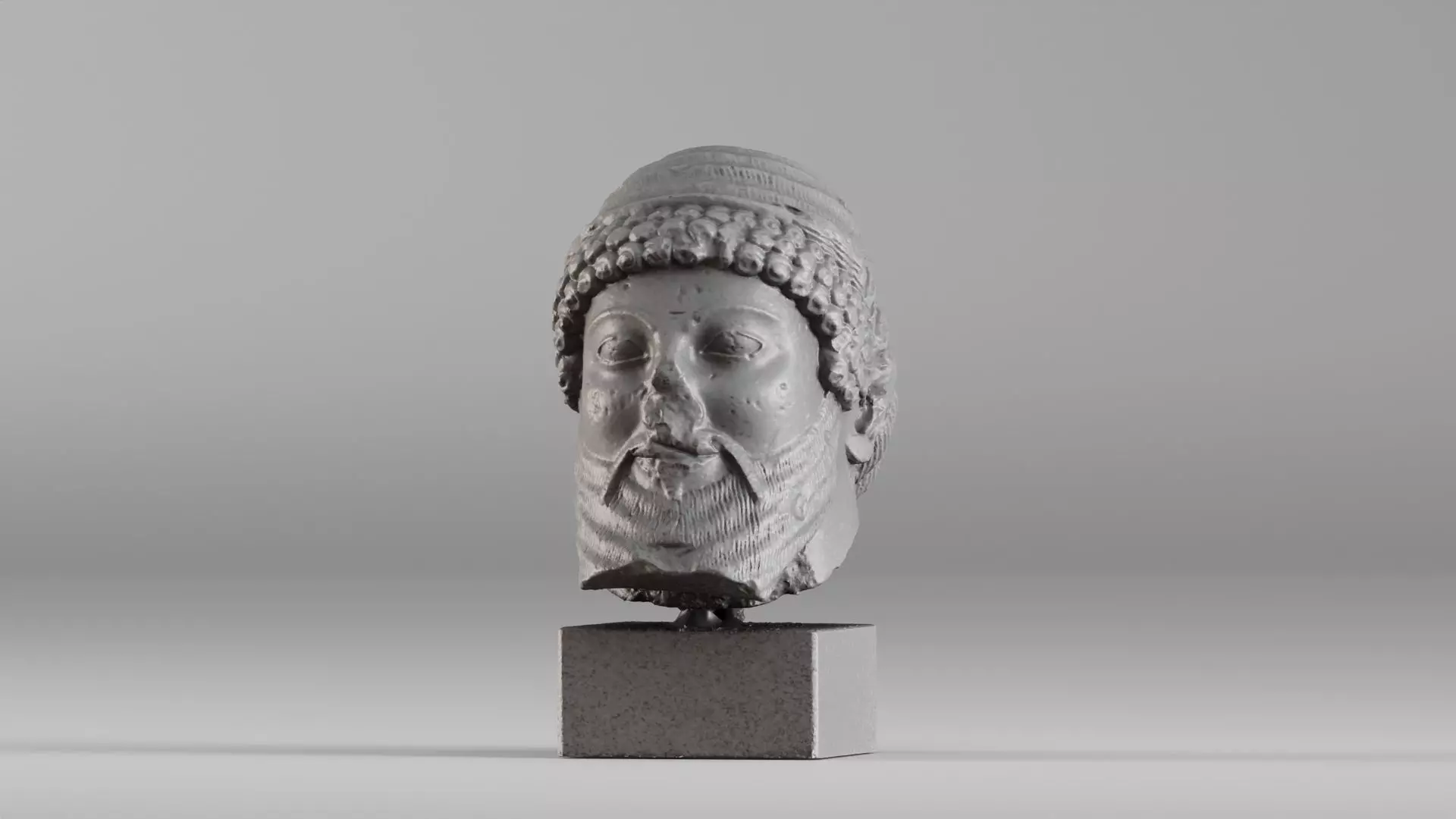 001613 Ancient Stone Head Sculpture 3D print model