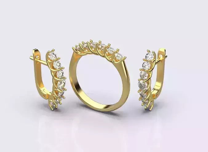Wedding  Engagement Ring and Earrings