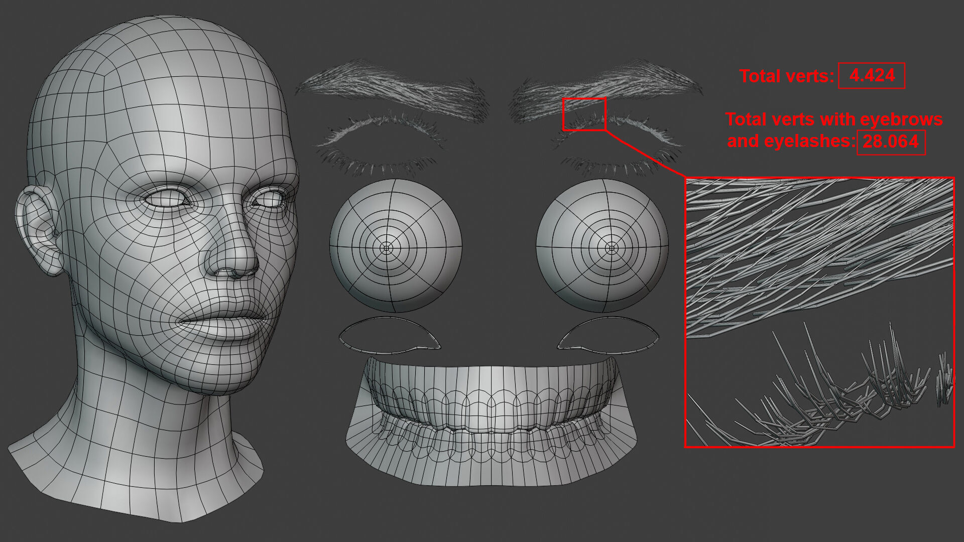 Female Head Low-poly 3D model_3