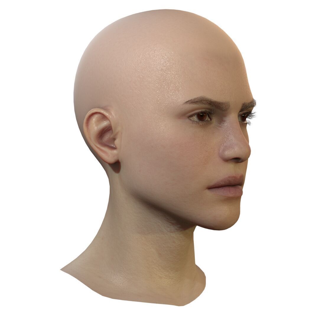 Female Head Low-poly 3D model_22
