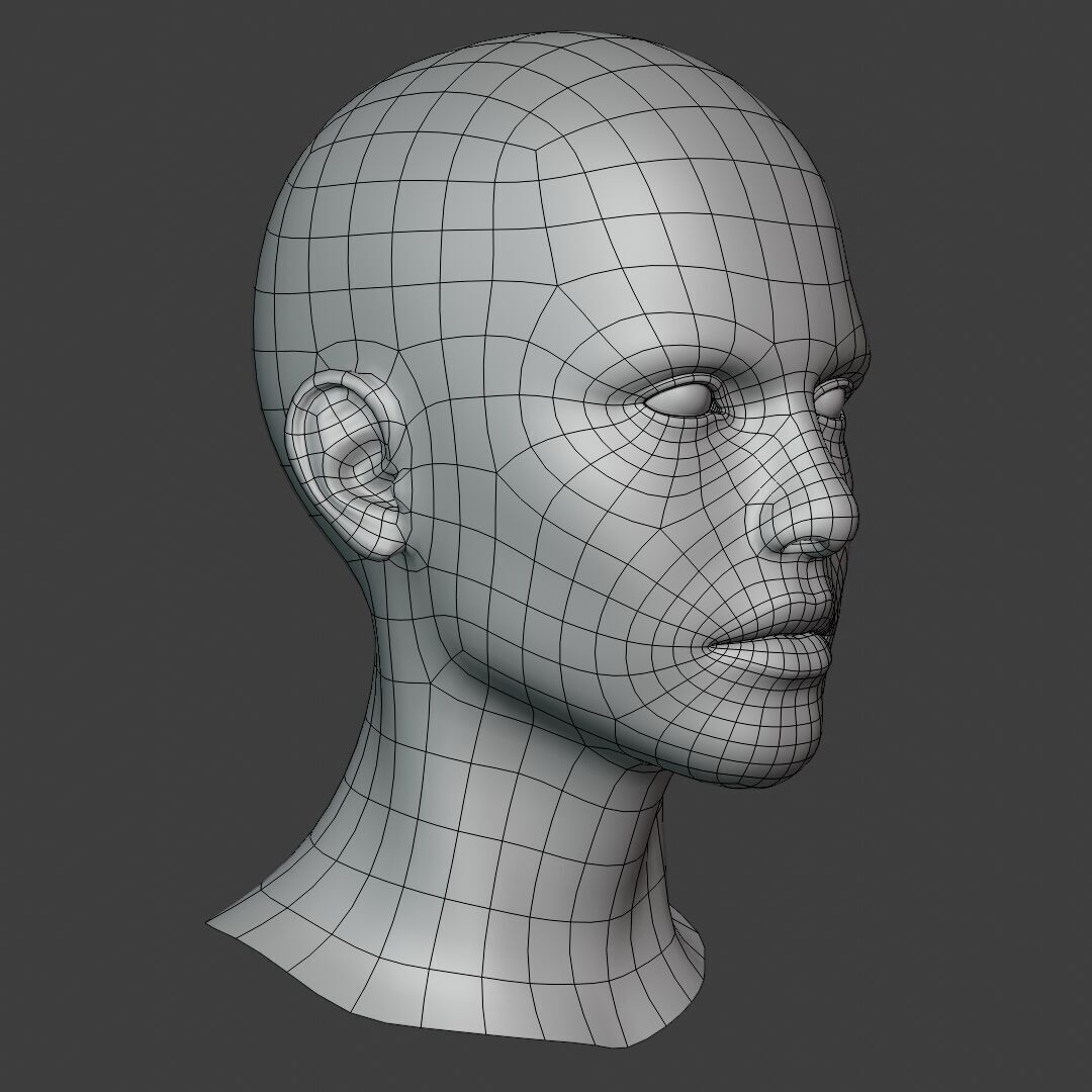 Female Head Low-poly 3D model_23