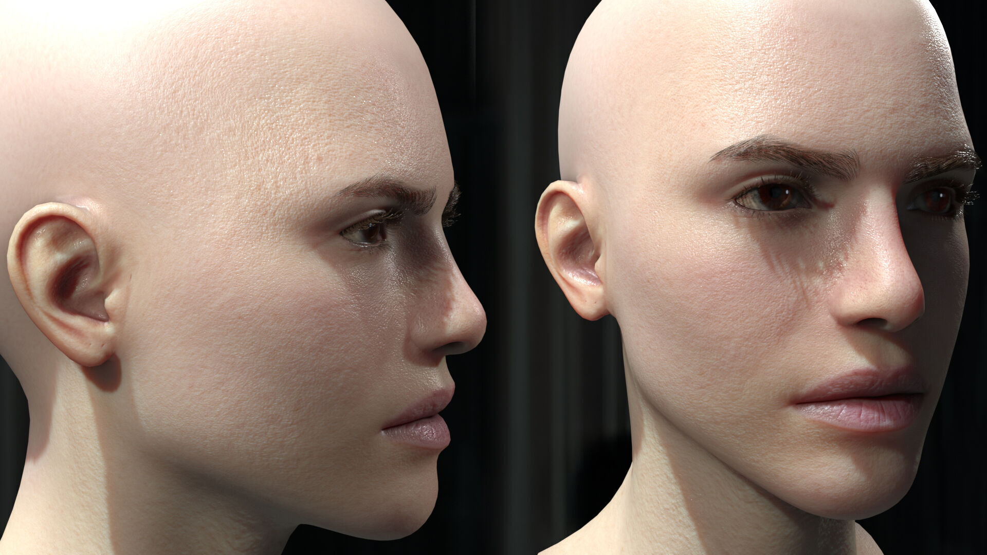 Female Head Low-poly 3D model_10