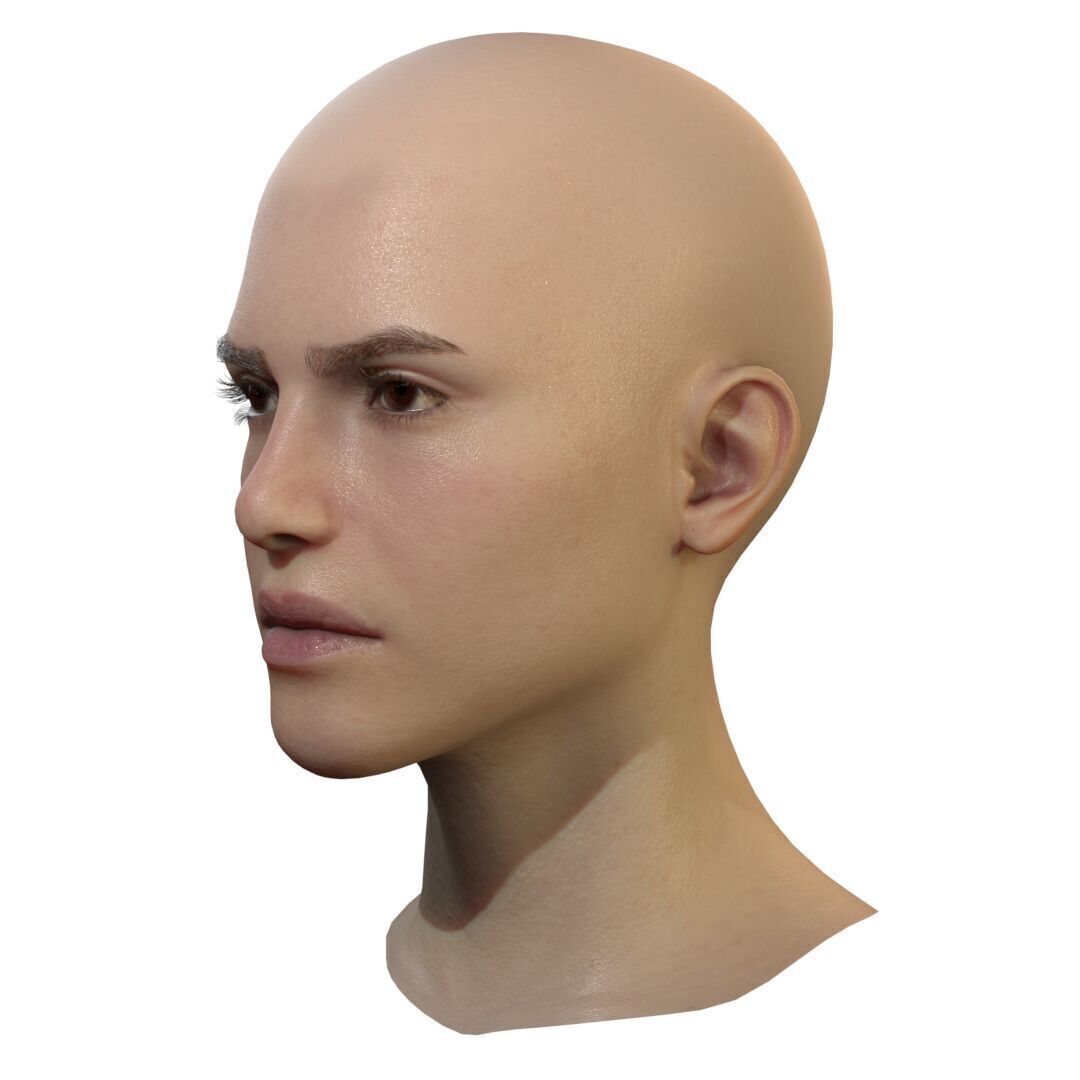 Female Head Low-poly 3D model_16