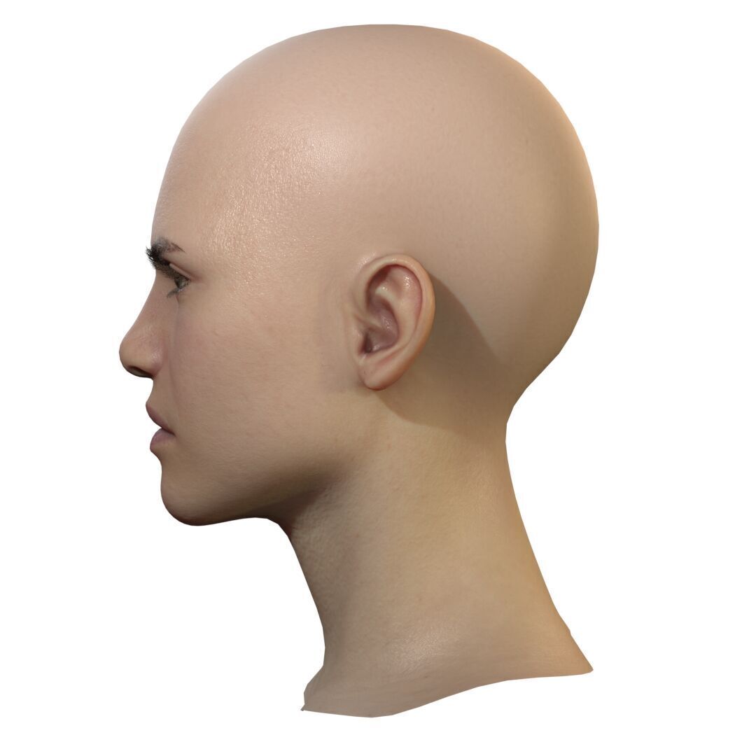 Female Head Low-poly 3D model_17