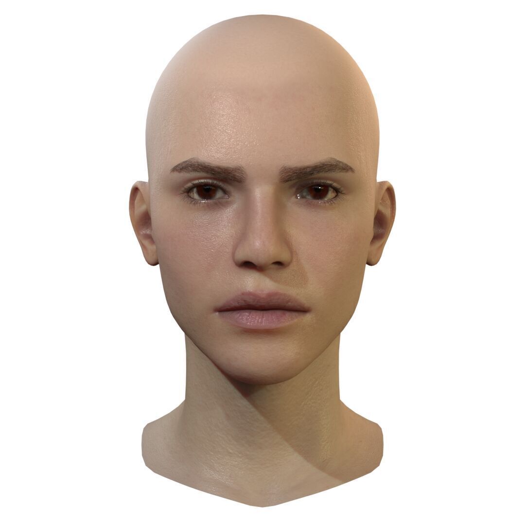 Female Head Low-poly 3D model_15