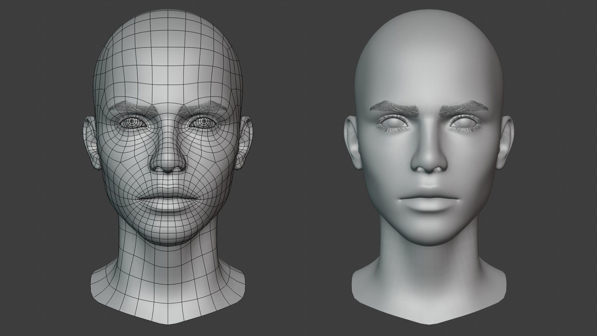 Female Head Low-poly 3D model_11