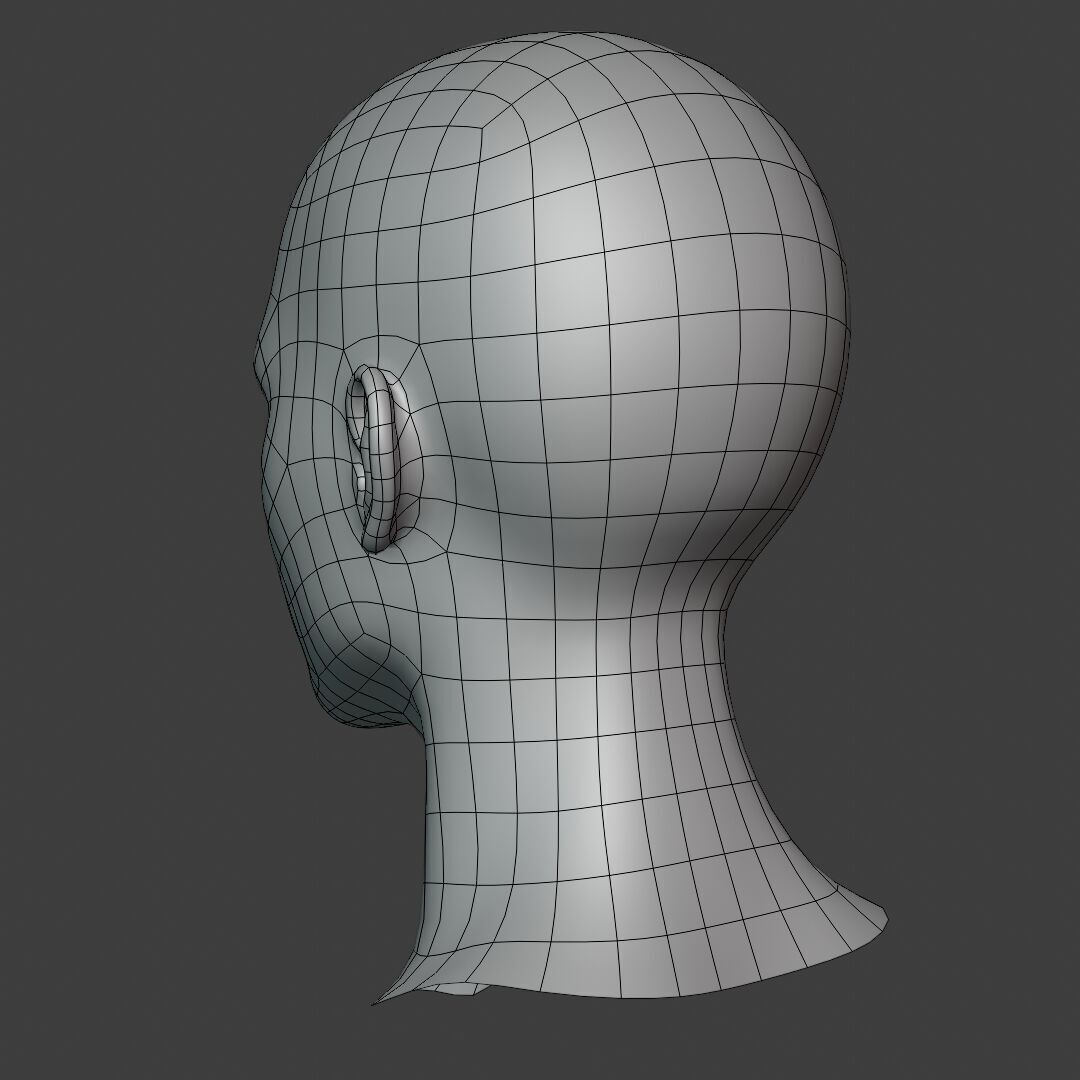 Female Head Low-poly 3D model_24