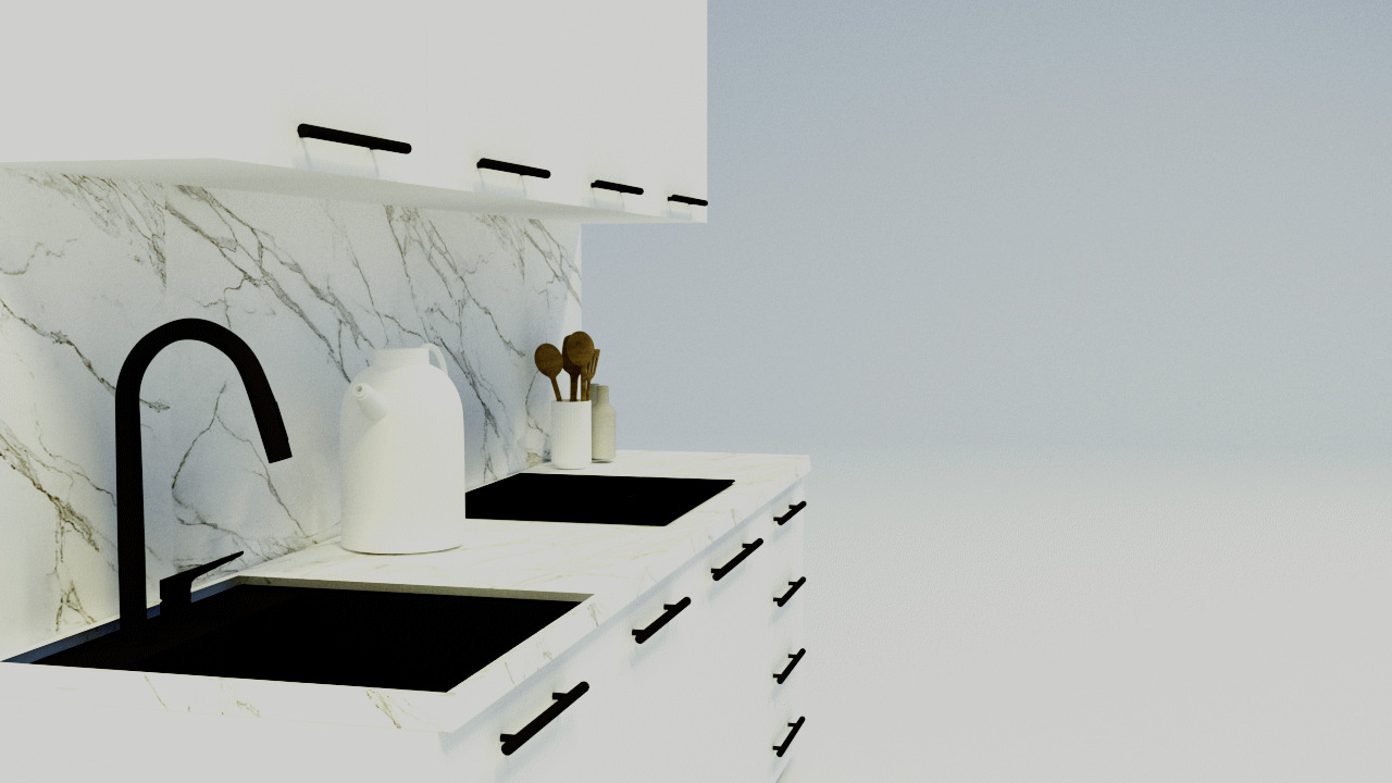 Modern White Kitchen Set 3D Model 3D model_2