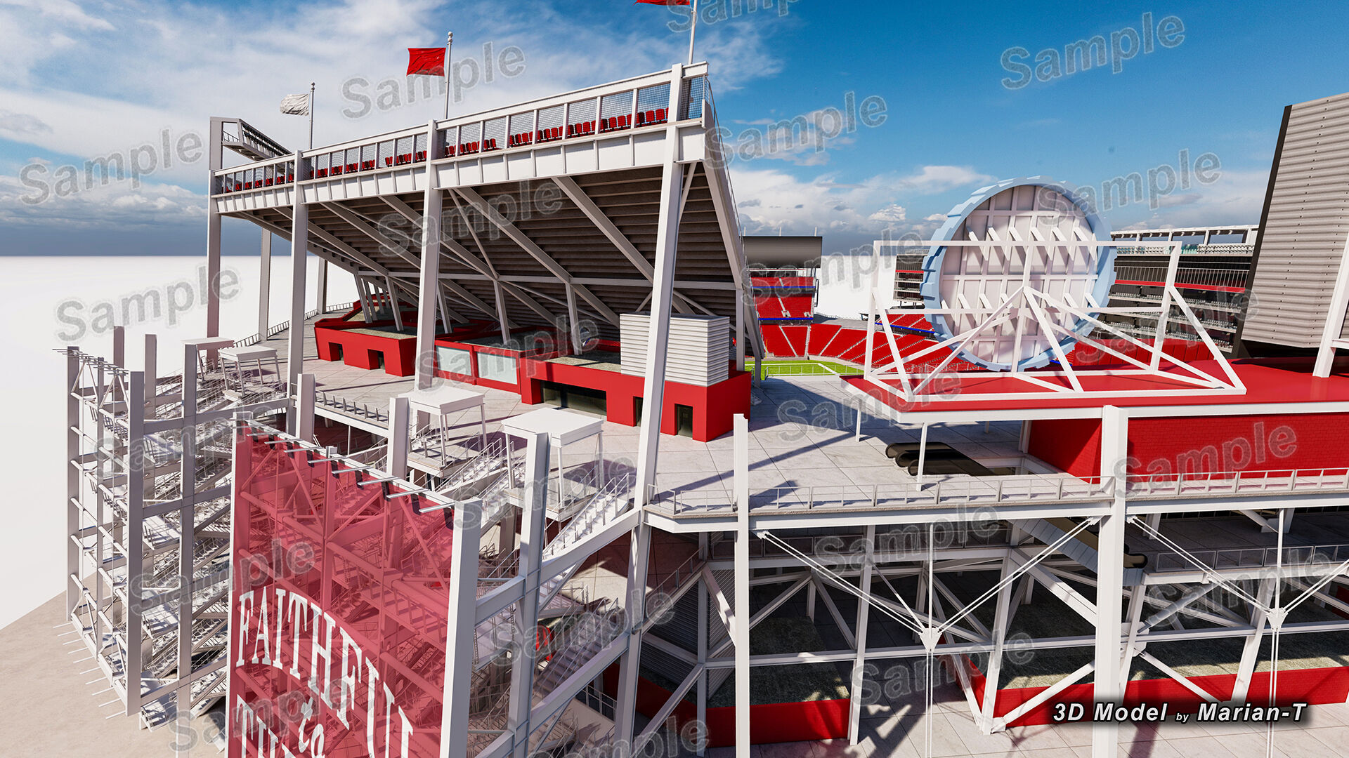Levis Stadium - Santa Clara California USA Low-poly 3D model_40
