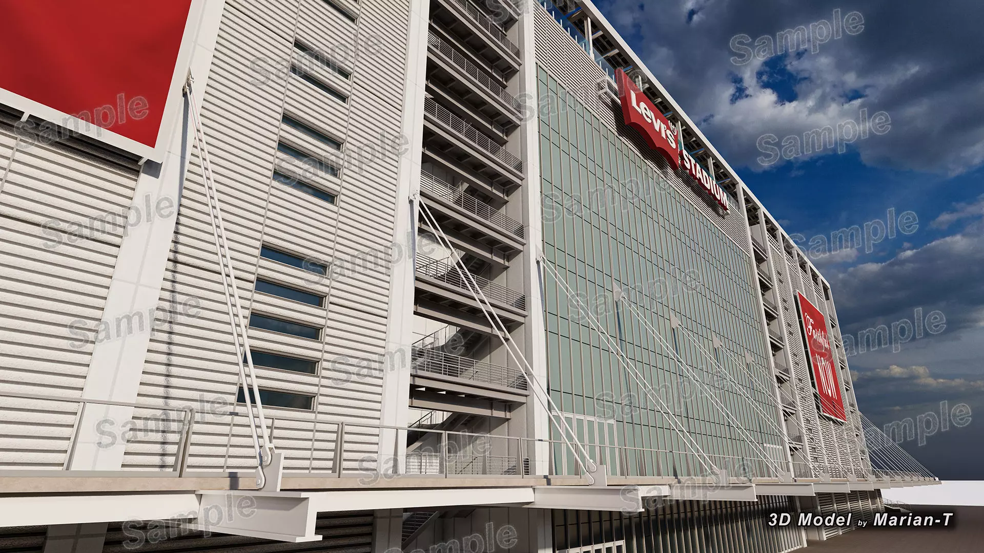 Levis Stadium - Santa Clara California USA Low-poly 3D model_13