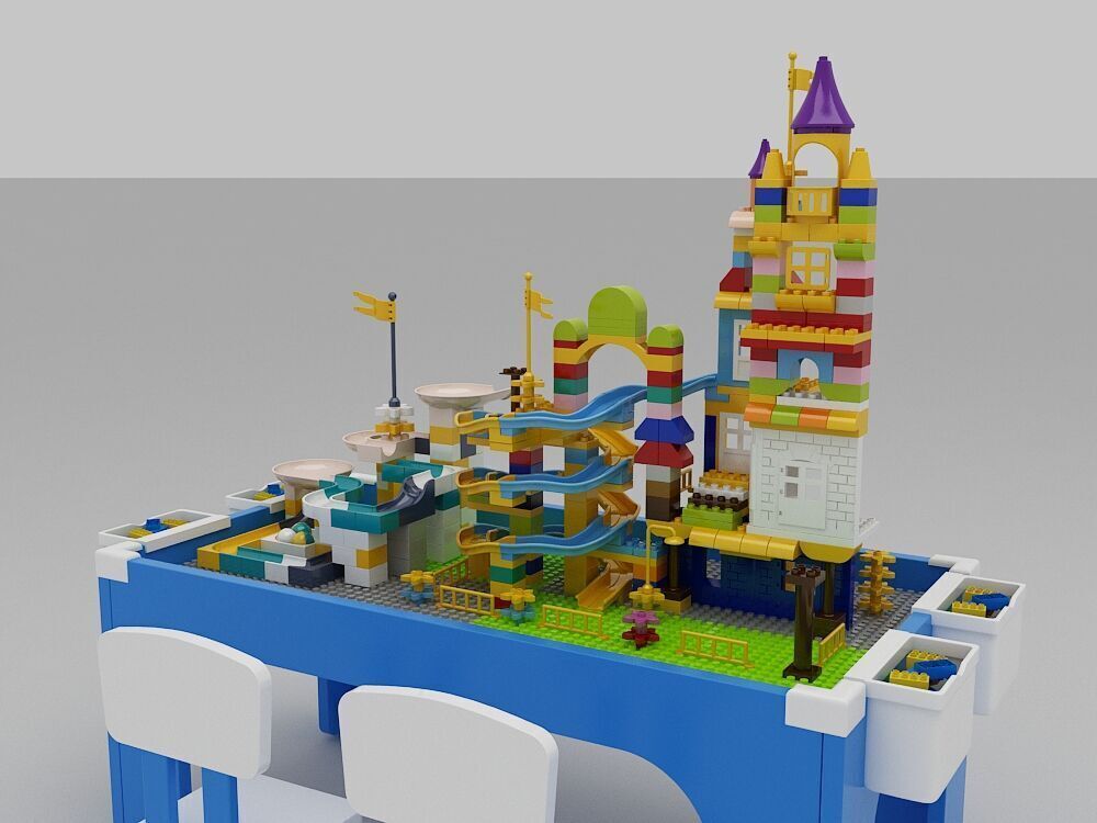 Building block toy table 3D model_2