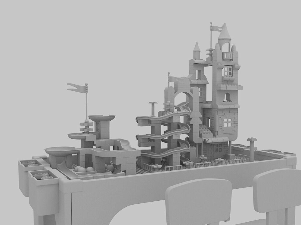 Building block toy table 3D model_12