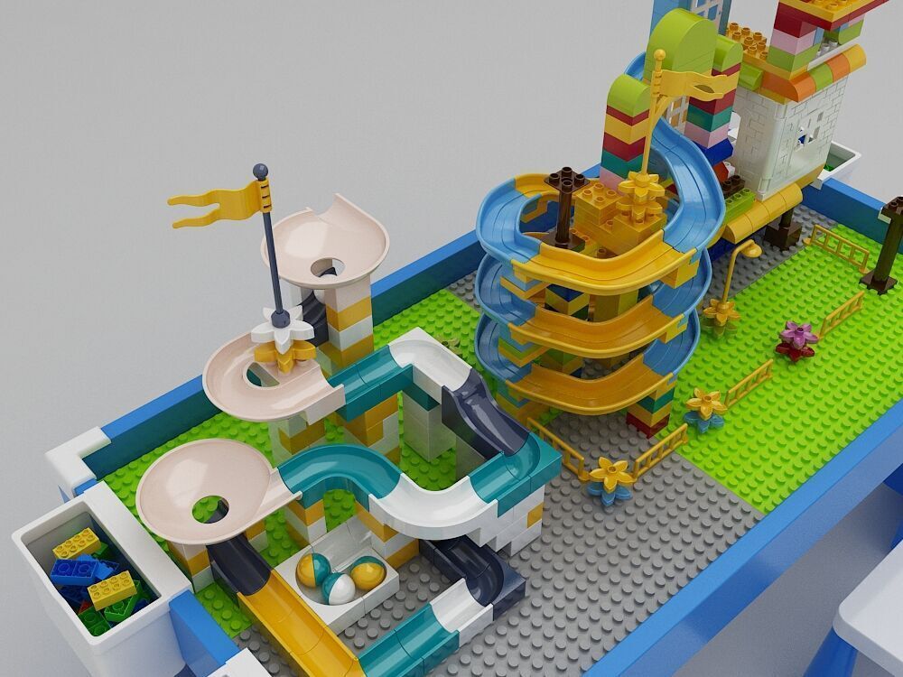 Building block toy table 3D model_4