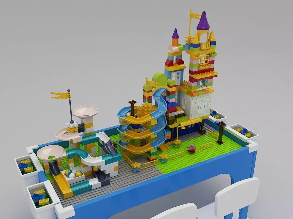 Building block toy table 3D model_0