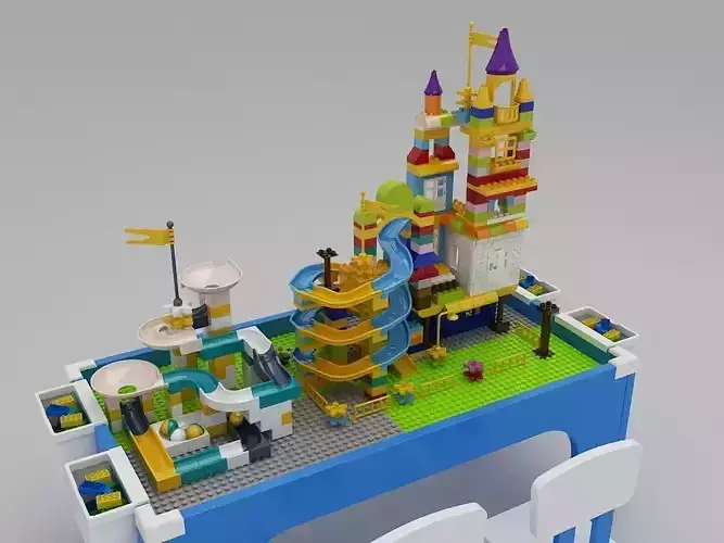 Building block toy table