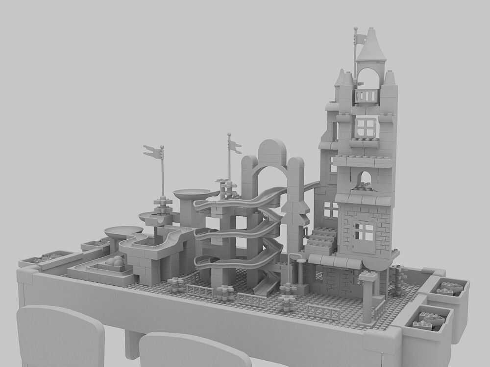 Building block toy table 3D model_13