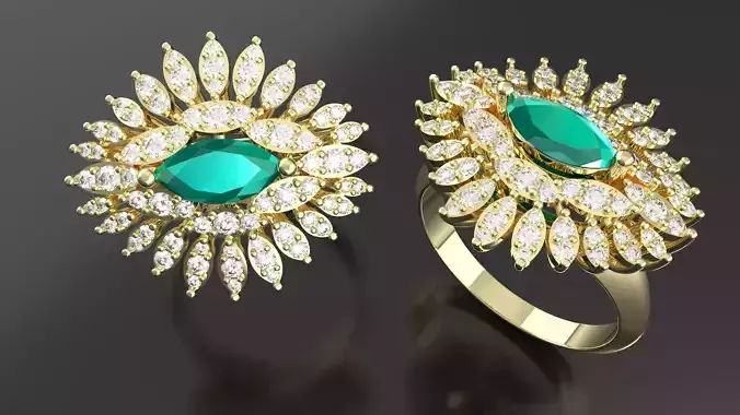 Marquise Emerald Diamond Ring