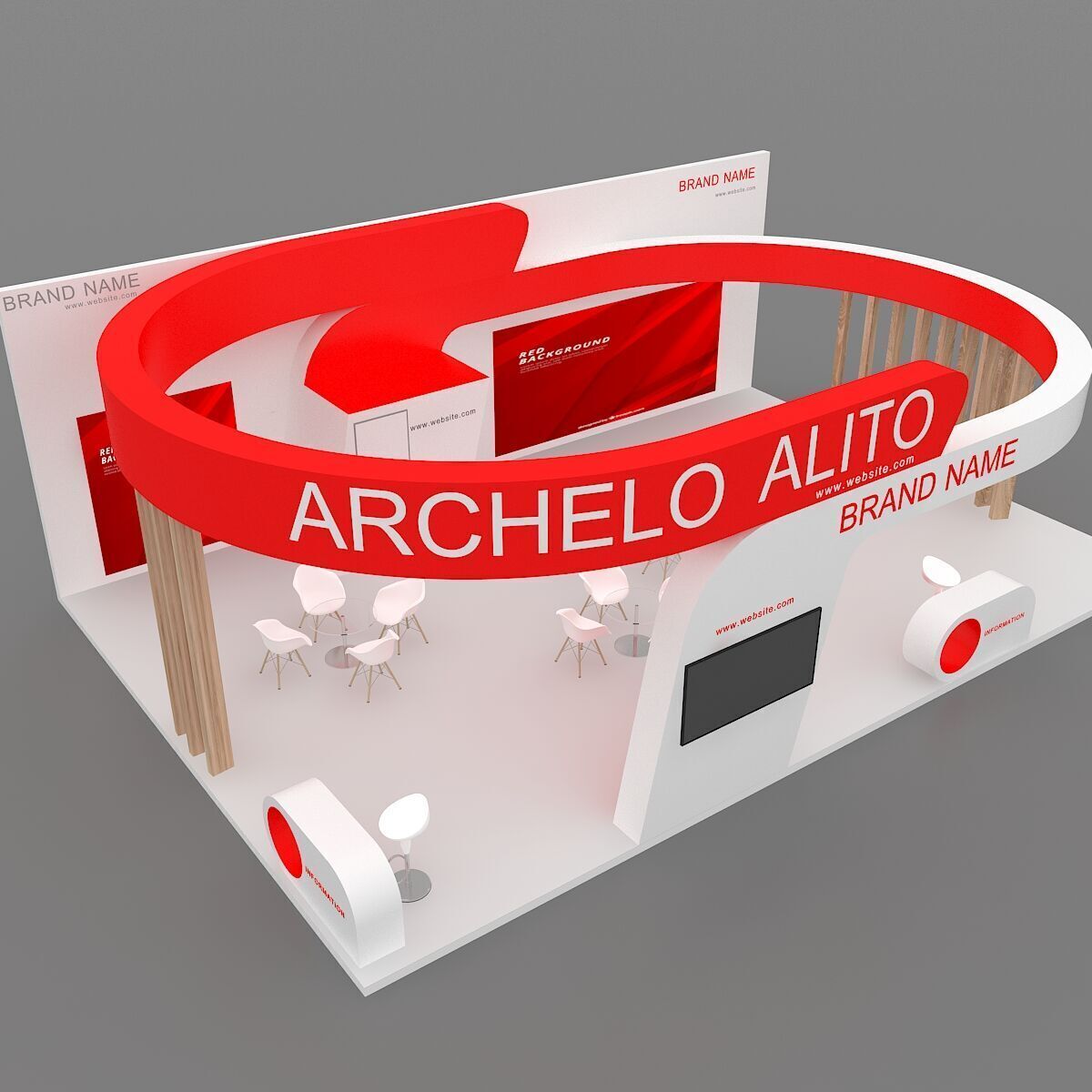 exhibition booth stand 3d model tradeshow 3D model_7