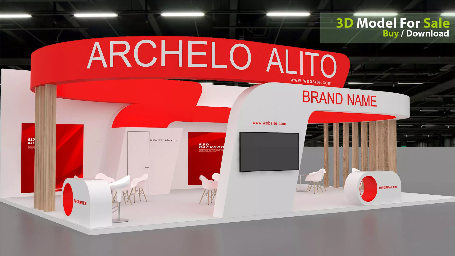 exhibition booth stand 3d model tradeshow 3D model_0