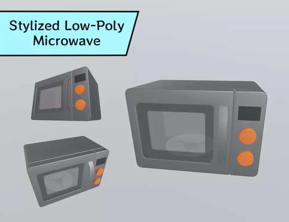Stylized Low-Poly Microwave Low-poly 3D model_0