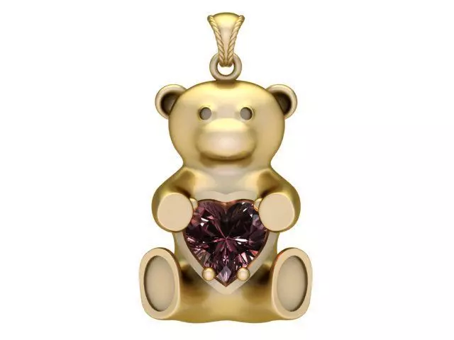 Teddy bear pendant 3D print model_0