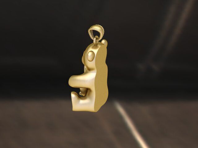 Teddy bear pendant 3D print model_3