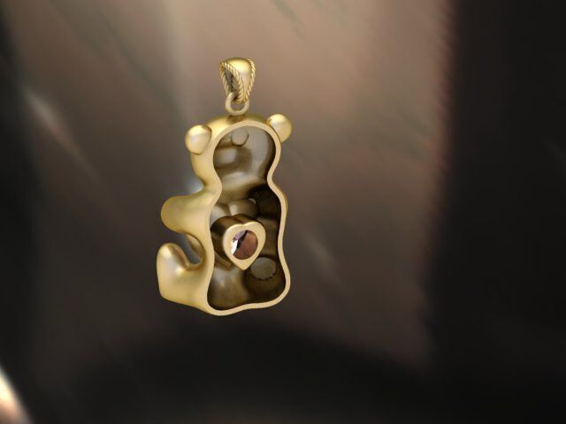 Teddy bear pendant 3D print model_2