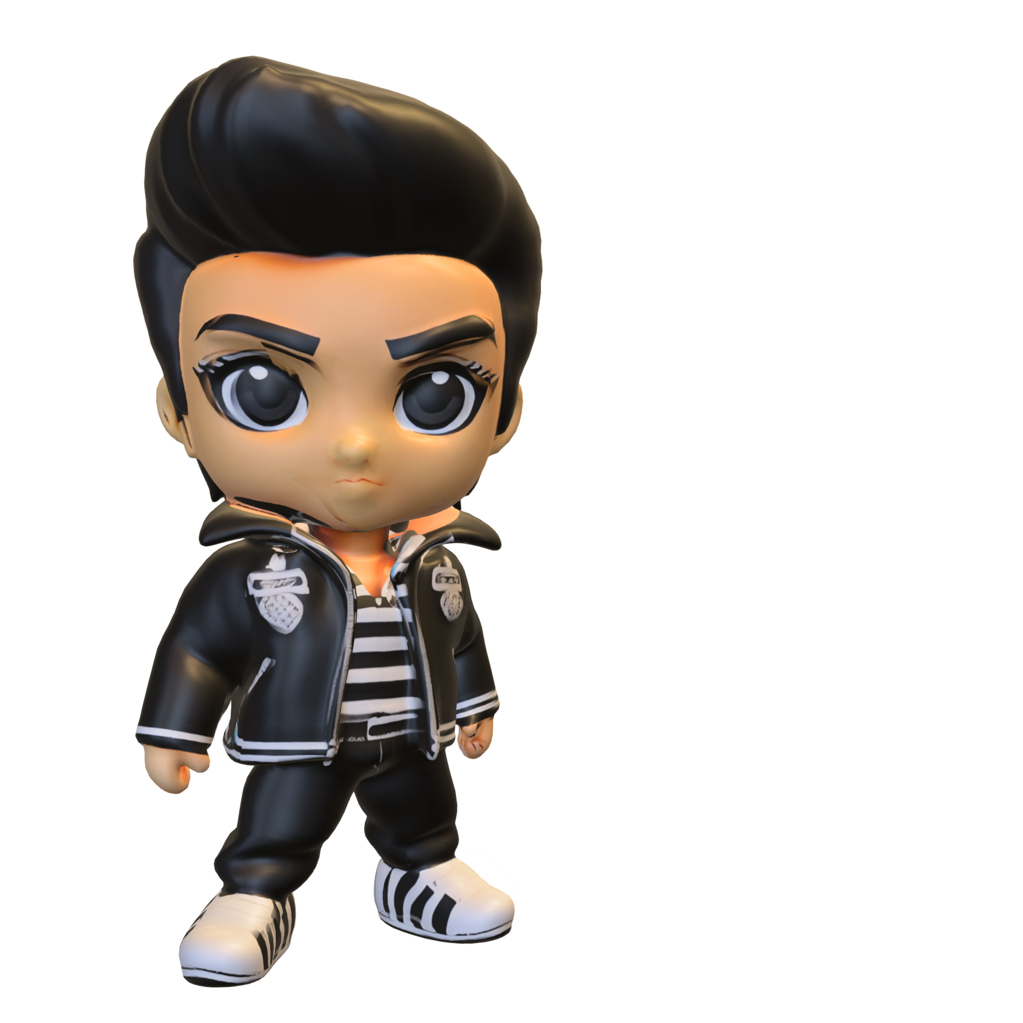 Rockabilly Rebel Chibi 3D Character 3D model_1