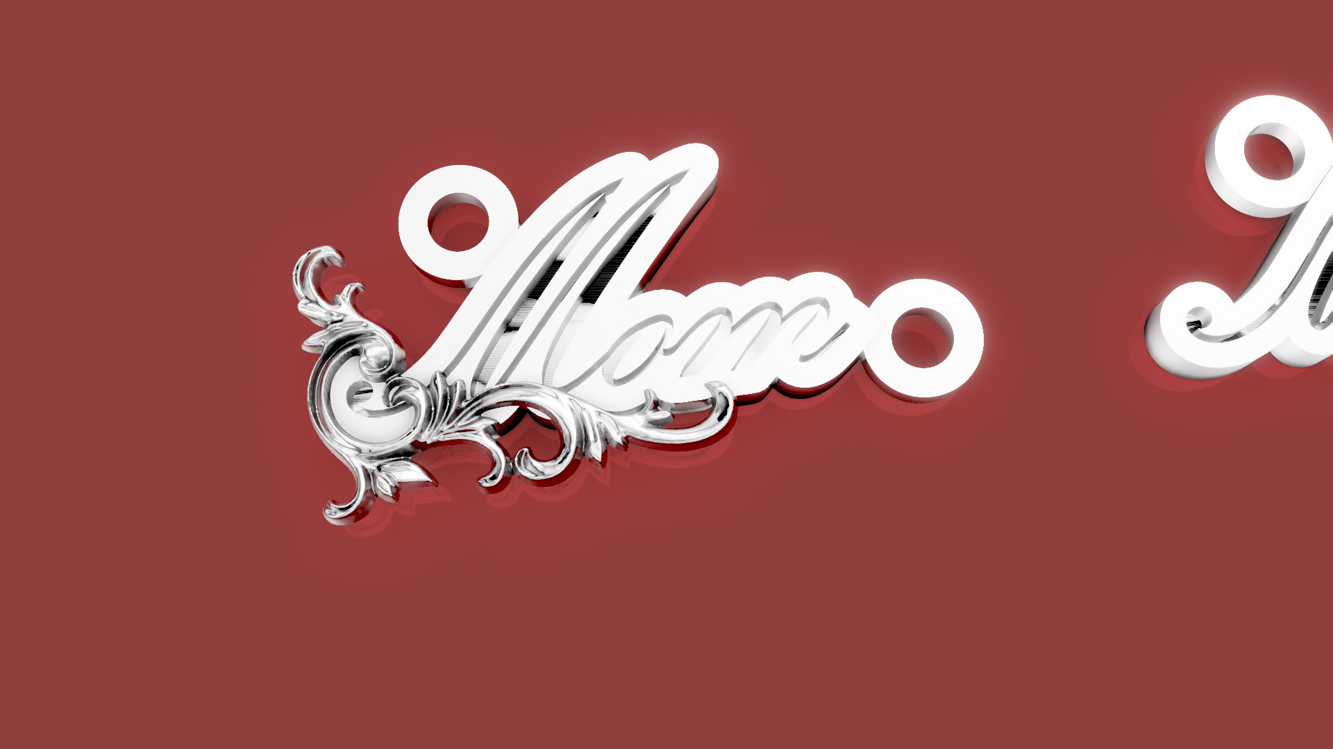 Mom Name Pendant Ornament 3D print model_9