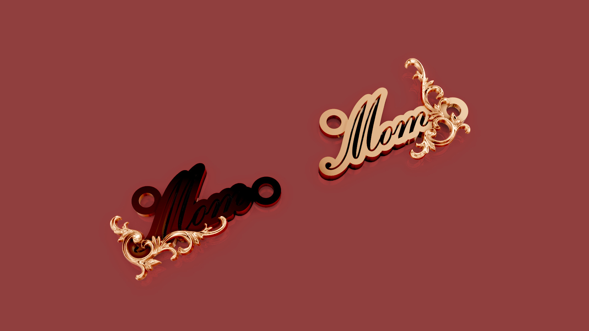 Mom Name Pendant Ornament 3D print model_6