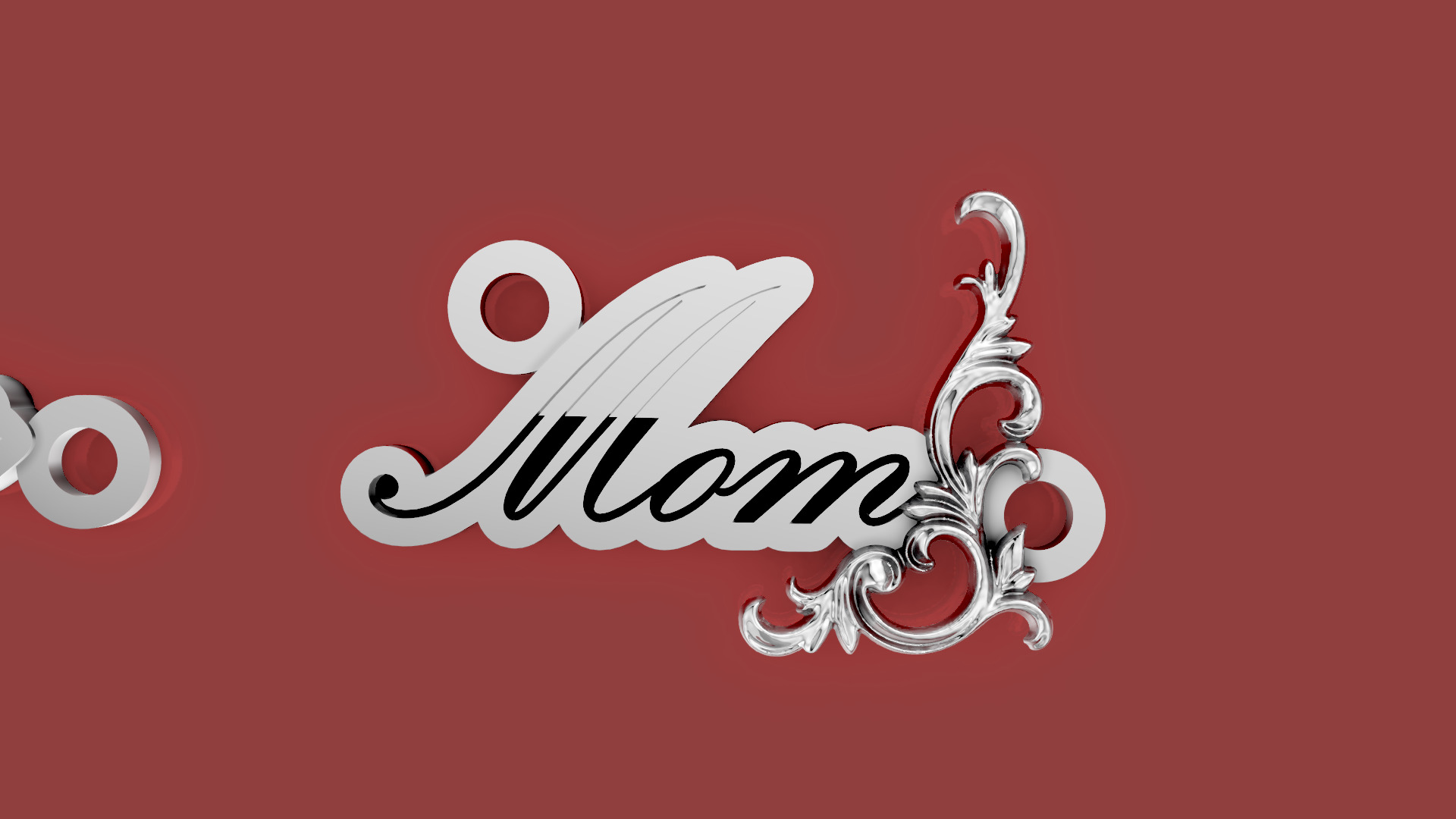 Mom Name Pendant Ornament 3D print model_10