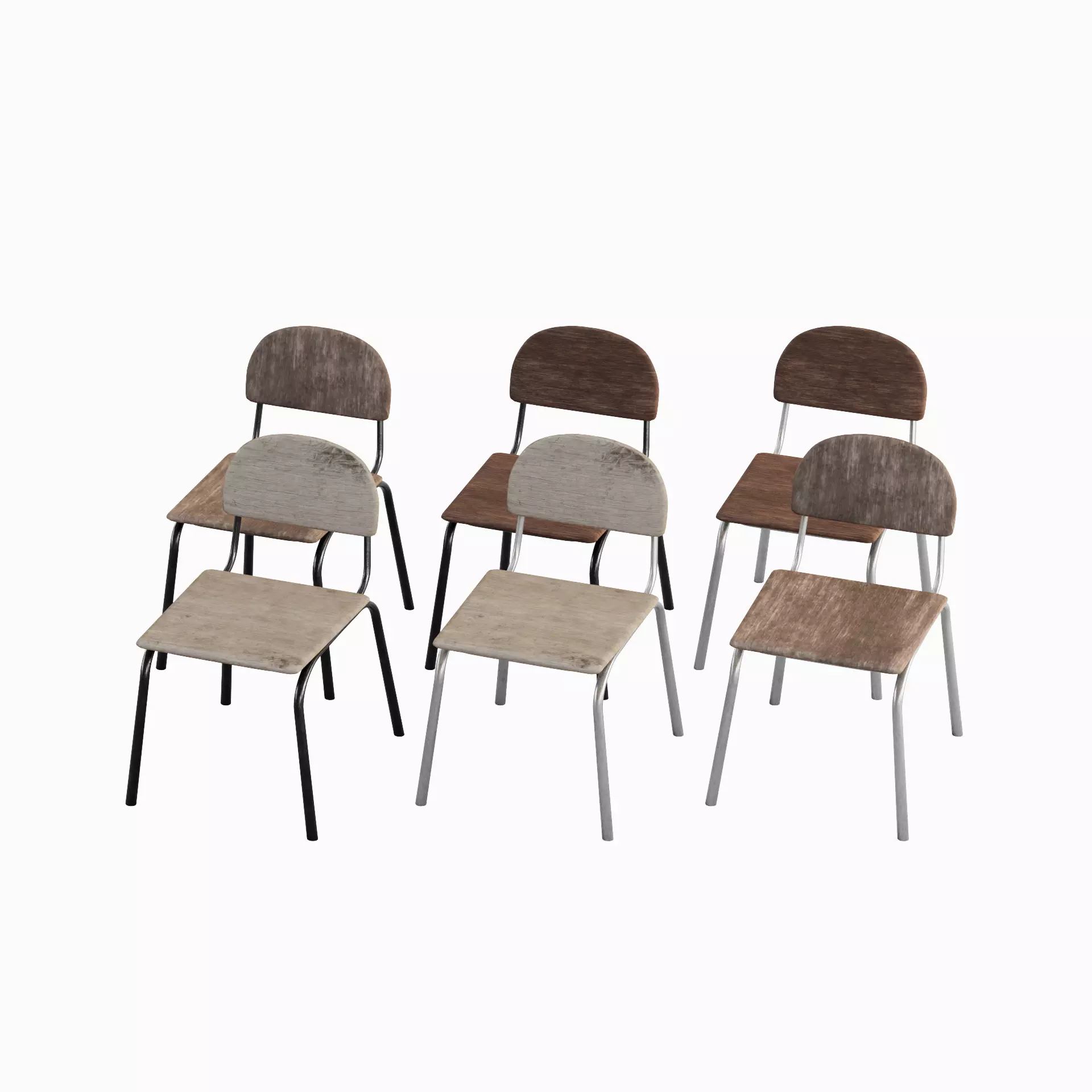 Simple Chair Set 3D model_0