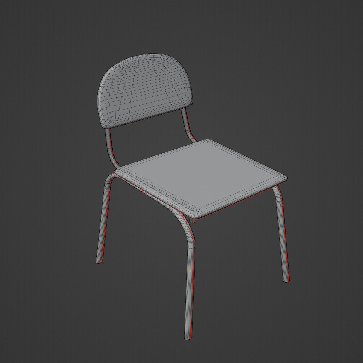 Simple Chair Set 3D model_38