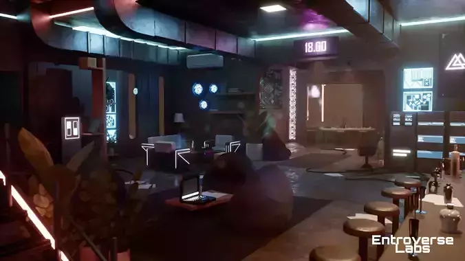 Cyberpunk Apartment  Low-poly 3D model