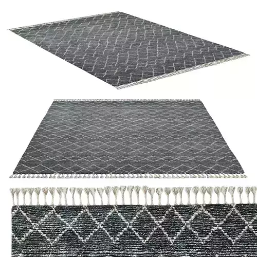 Escala Hand-Knotted Wool Shag Rug Blue