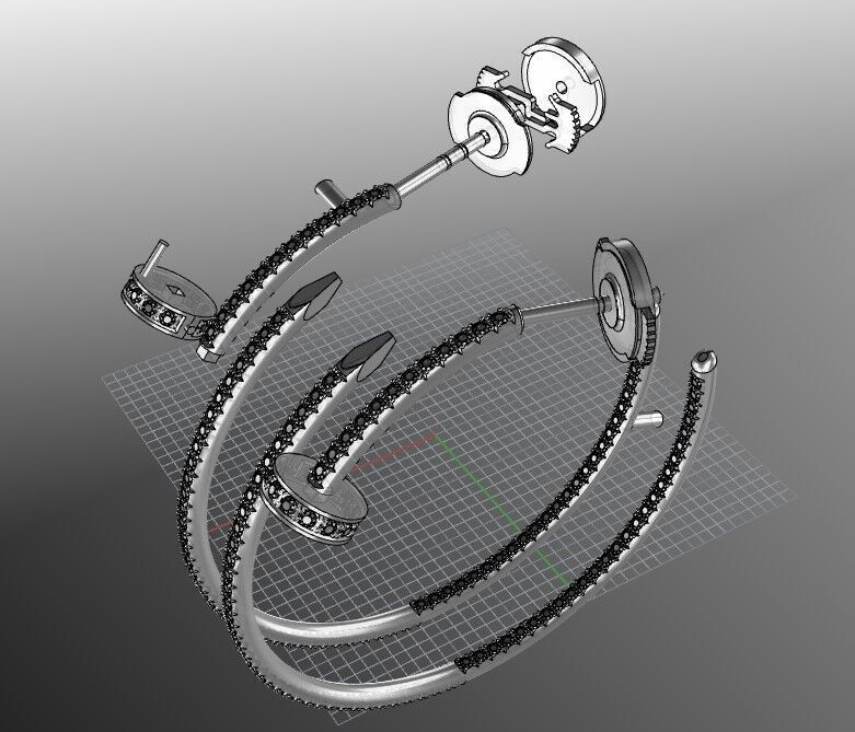 earrings of cartier XL paved original parameters printable 3D print model_6