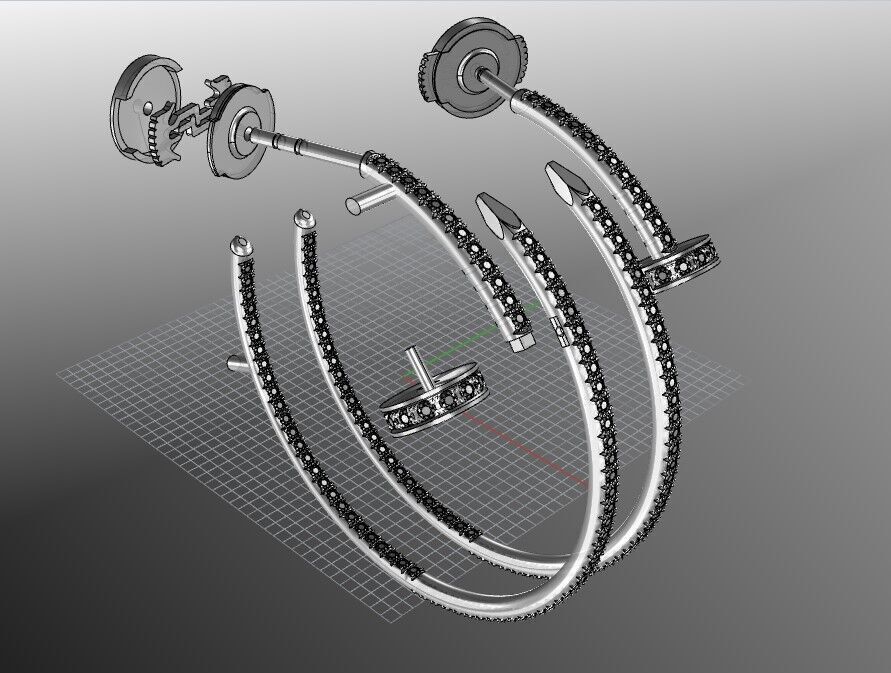 earrings of cartier XL paved original parameters printable 3D print model_4