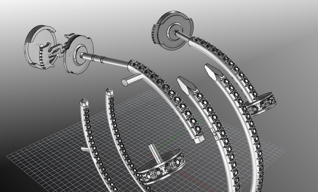 earrings of cartier XL paved original parameters printable 3D print model_5