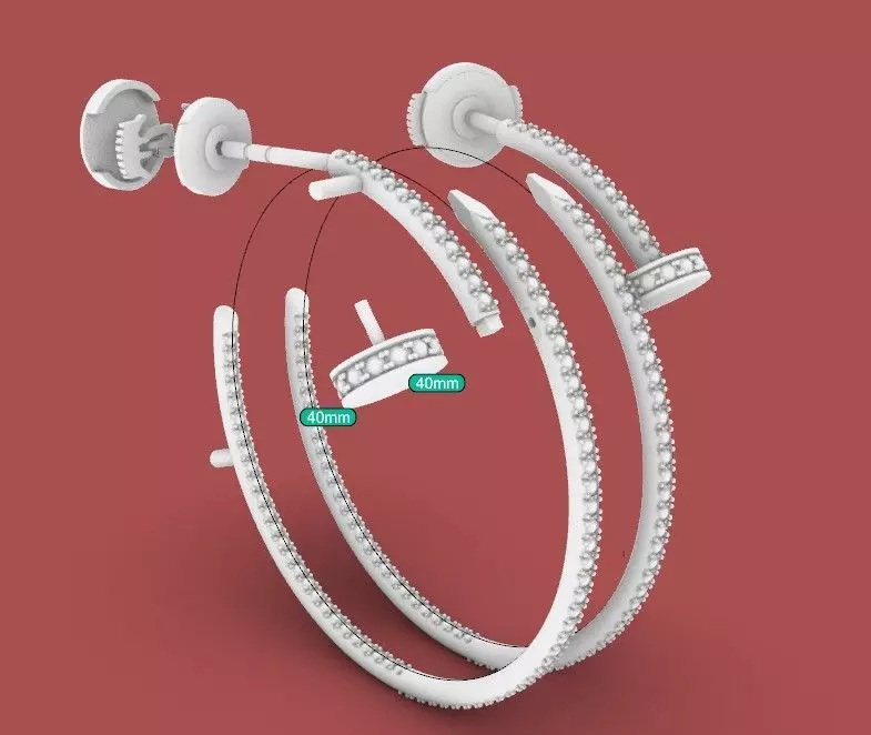 earrings of cartier XL paved original parameters printable 3D print model_0