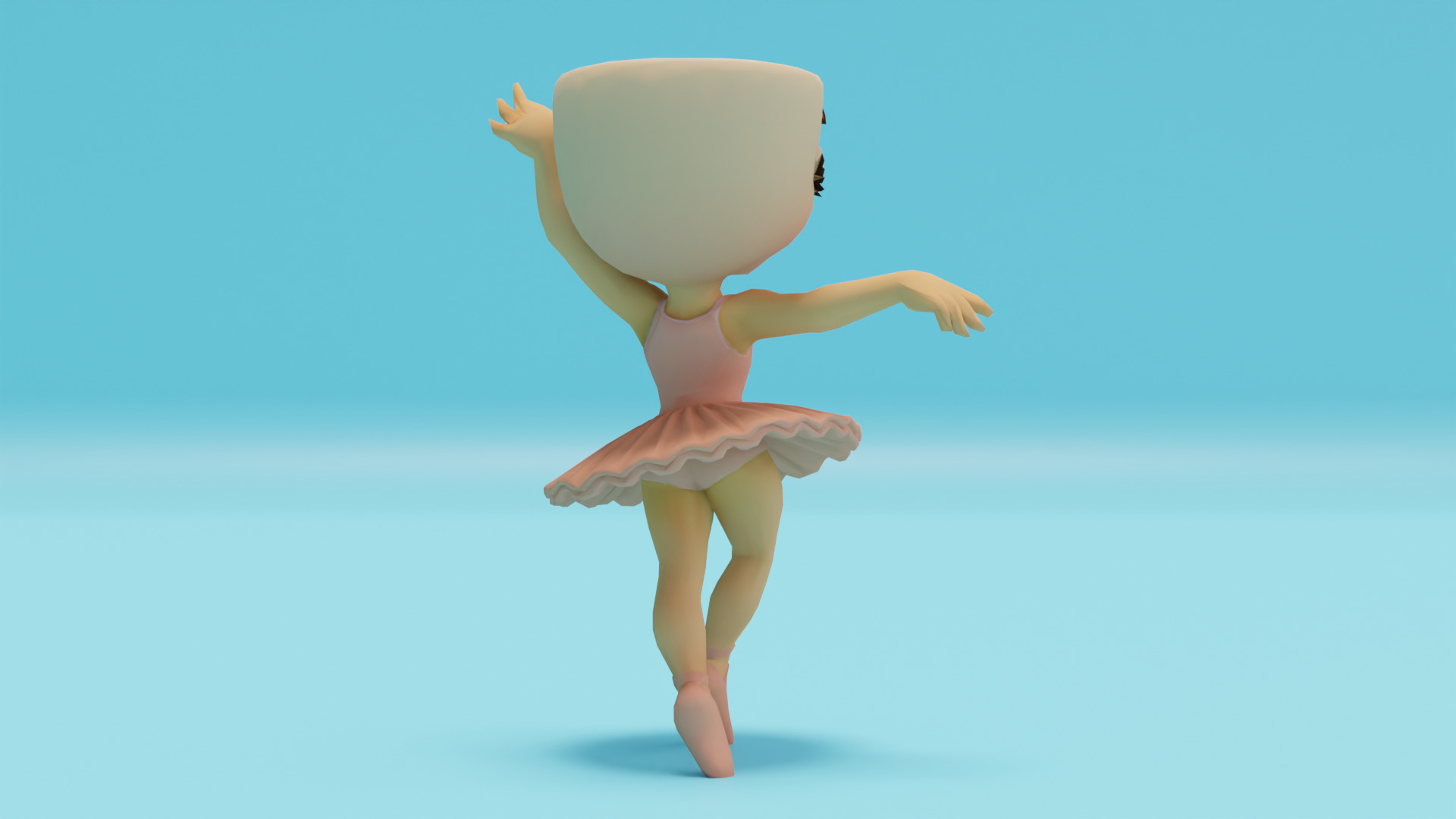 Ballerina Cappuccina Italian brainrot Low Poly Character Low-poly 3D model_7