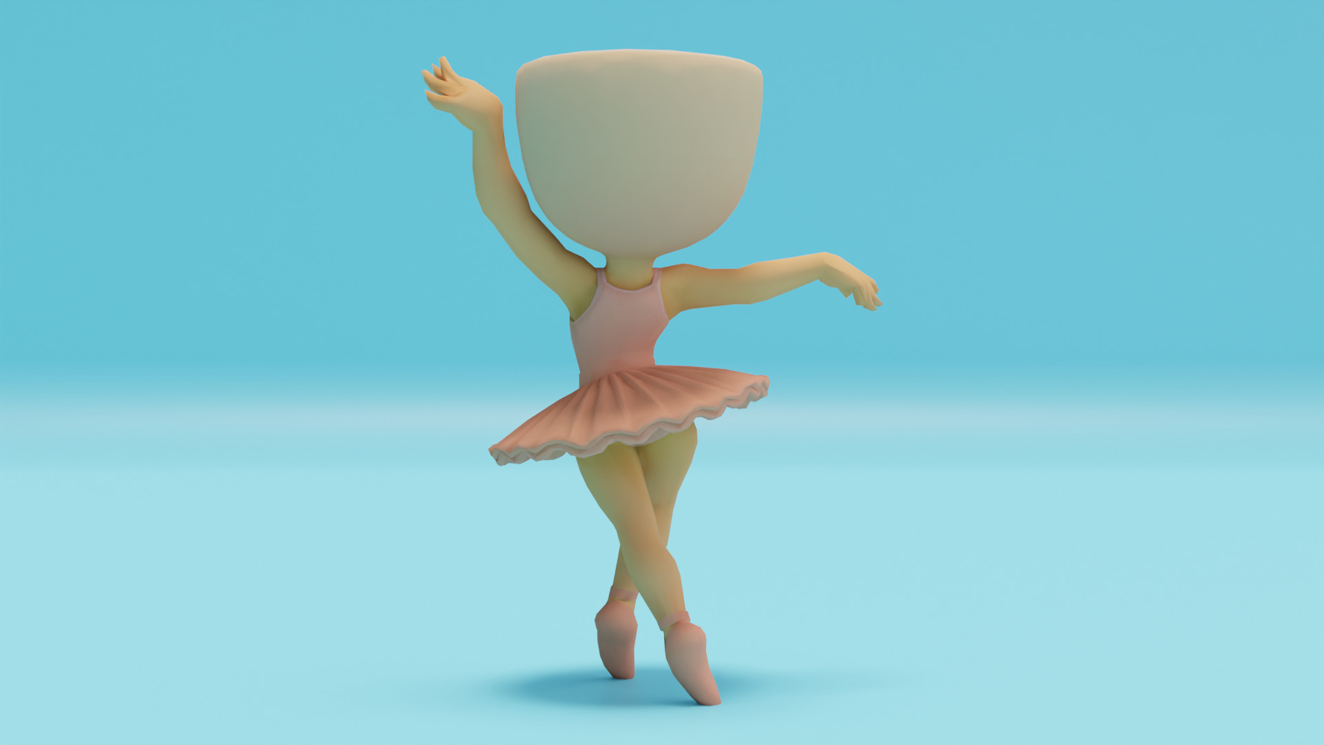 Ballerina Cappuccina Italian brainrot Low Poly Character Low-poly 3D model_6