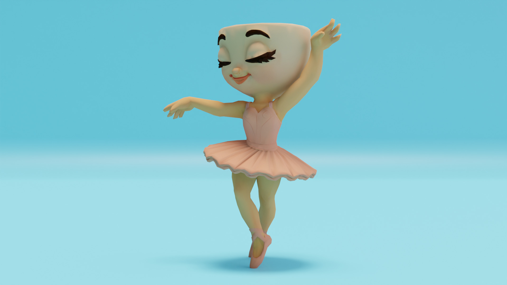 Ballerina Cappuccina Italian brainrot Low Poly Character Low-poly 3D model_1